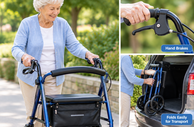 rollator brakes
folding walker car